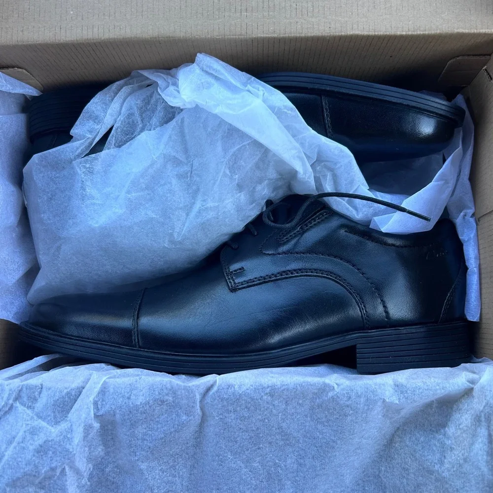 Clarks‎ Collection Whiddon Cap Black Leather Dress Shoes Men 11M Oxford US New - Picture 7 of 9